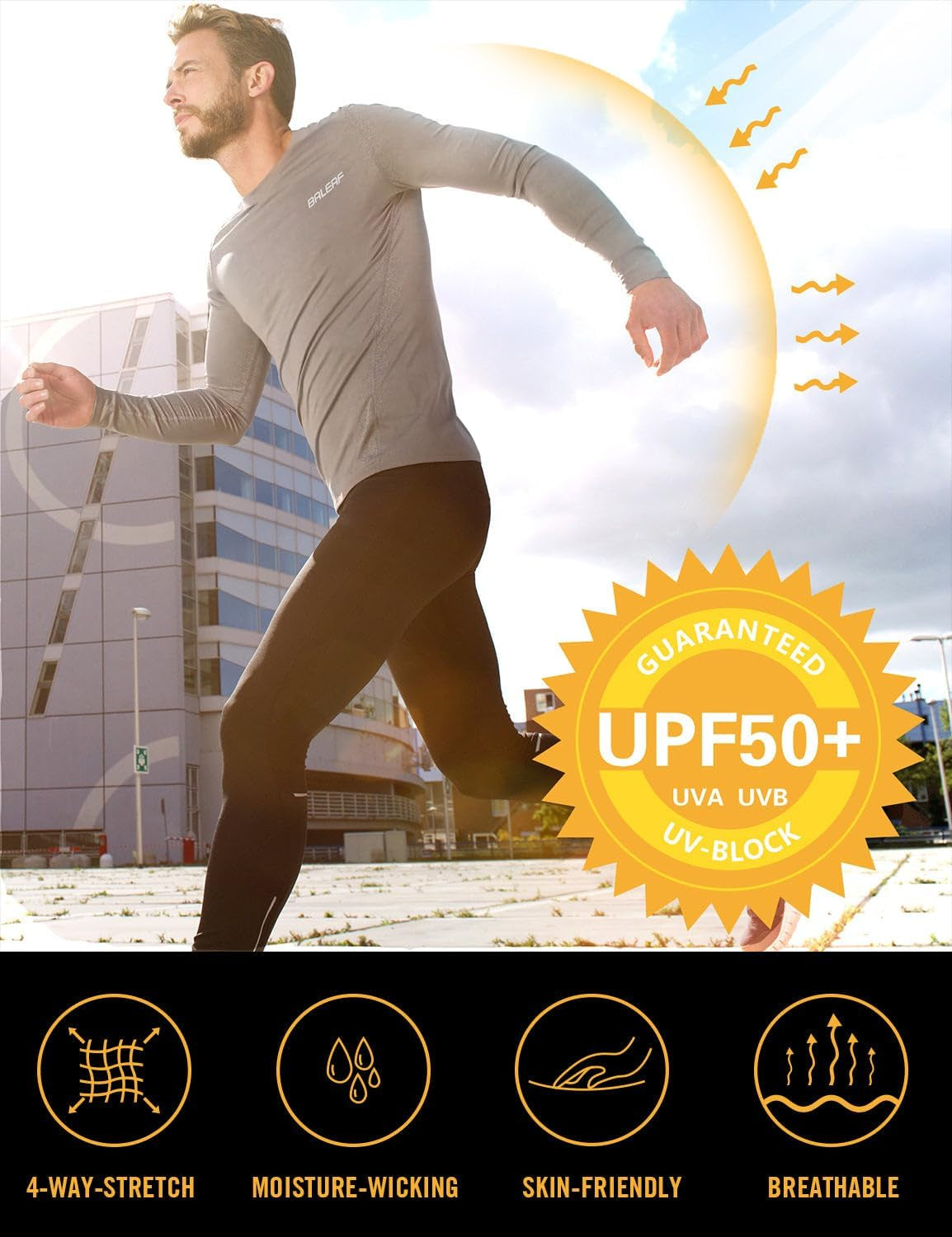 Men'S UPF 50+ Sun Protection Shirts Long Sleeve Rash Guard | 4-Way Stretch, Quick Dry, Soft Comfort Fabric, UV Protection, Breathable Lightweight for Fishing, Swimming, Surfing