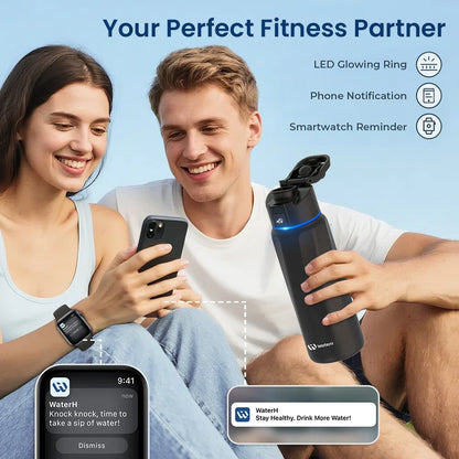 Waterh Boost Smart Water Bottle: 32 Oz Hydration Tracker with APP & Insulation