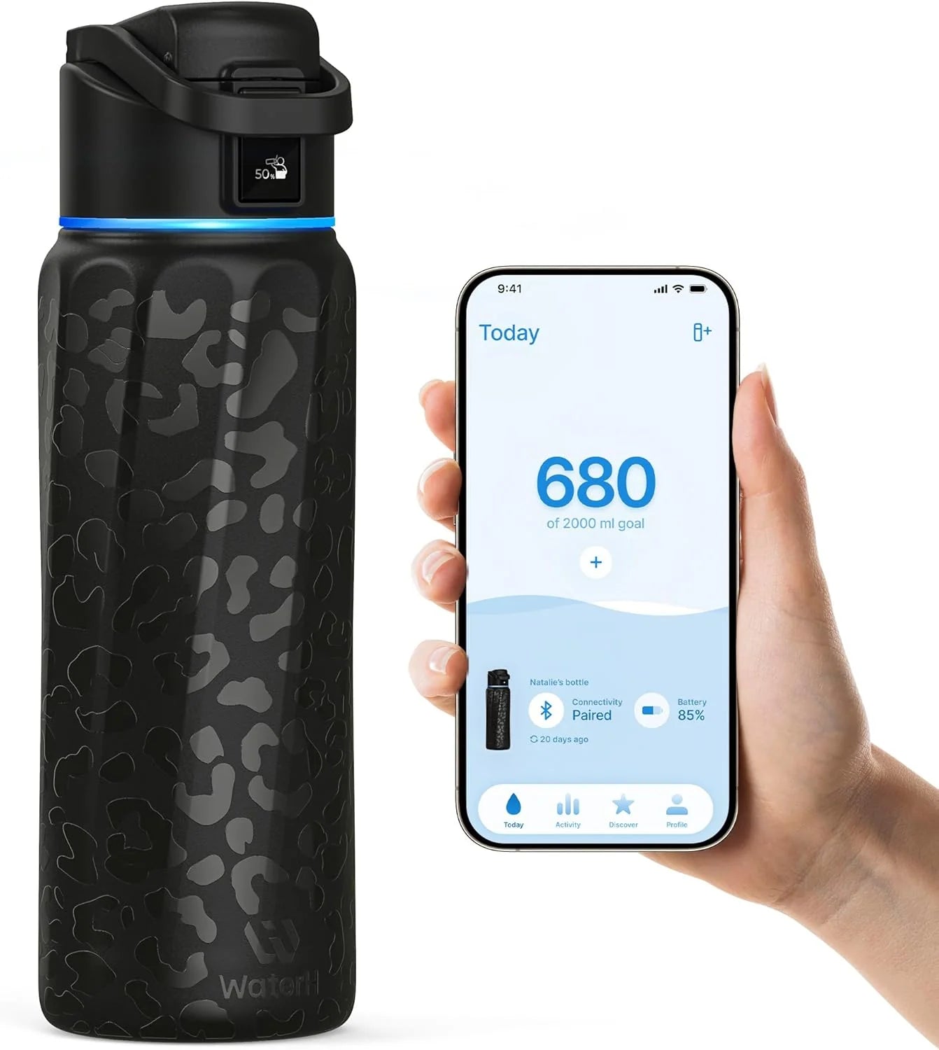 Waterh Boost Smart Water Bottle: 32 Oz Hydration Tracker with APP & Insulation