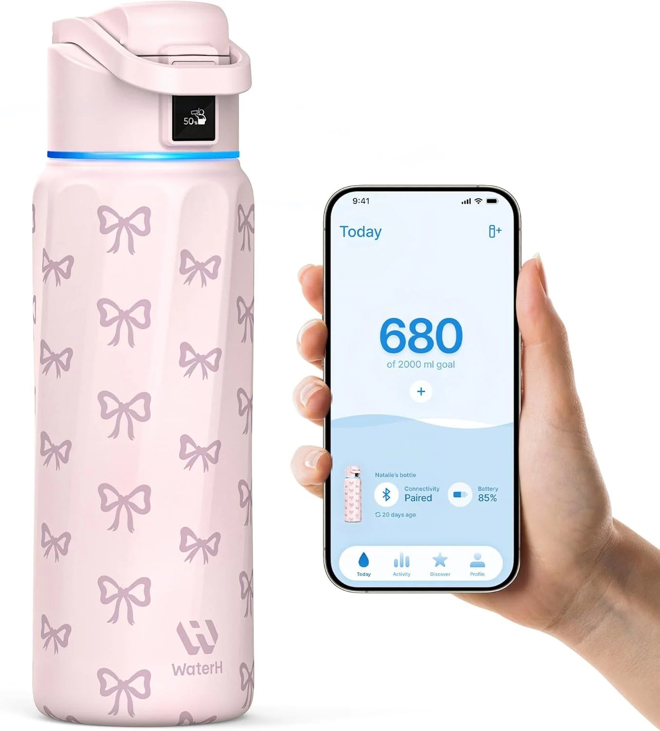 Waterh Boost Smart Water Bottle: 32 Oz Hydration Tracker with APP & Insulation