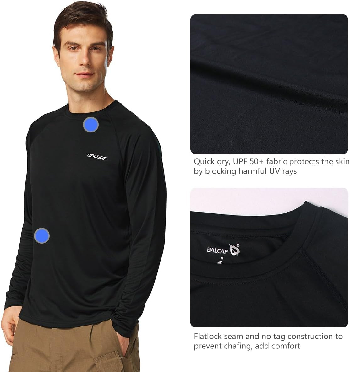 Men'S UPF 50+ Sun Protection Shirts Long Sleeve Rash Guard | 4-Way Stretch, Quick Dry, Soft Comfort Fabric, UV Protection, Breathable Lightweight for Fishing, Swimming, Surfing
